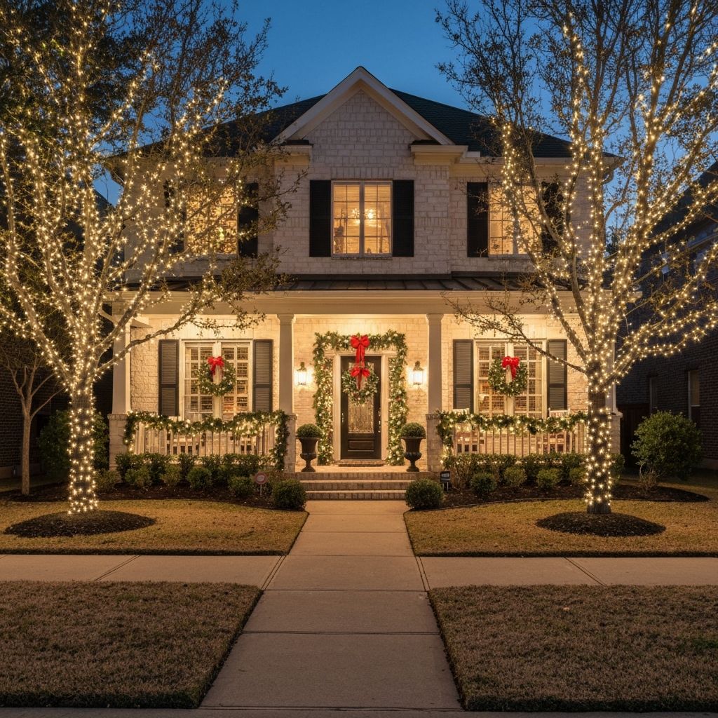 Holiday decorations in Oakwood Glen